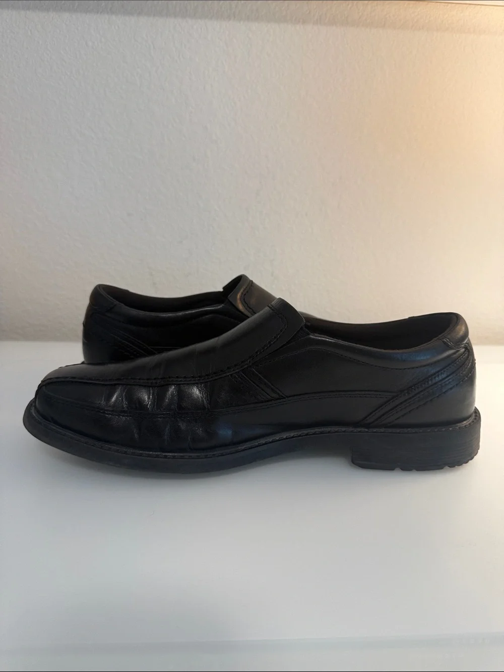Rockport Men’s Walkability Adiprene by Adidas Black Leather Slip-On Loafers 10.5